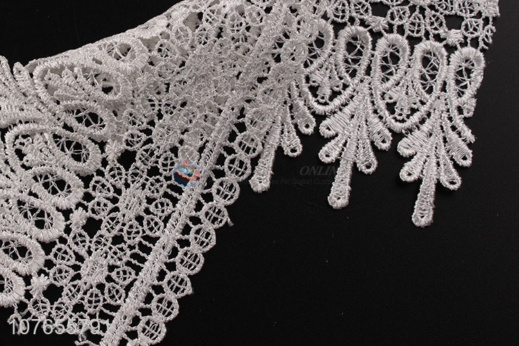 White soft polyester lace ribbon for clothing trim 