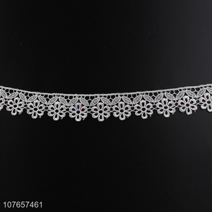 Wholesale latest style cheap decorative white border lace trim