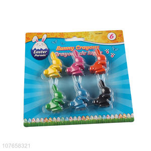 Cute rabbit shape durable plastic crayon for school kids