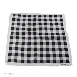 High quality plain grey and black plaid square scarf