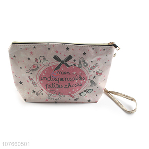 Good quality light pink detachable hand strap wash bag cosmetic bag