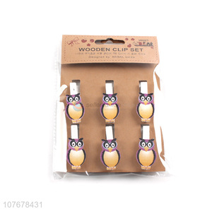 Low price home crafts shop decoration cartoon owl wooden clip