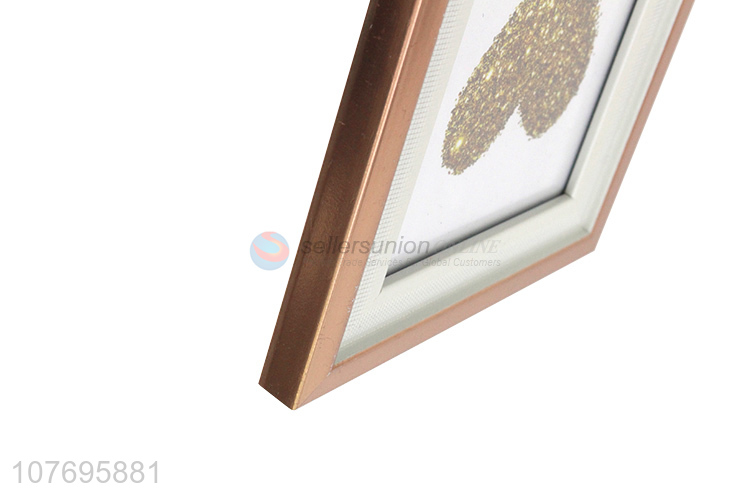 Excellent quality tabletop decoration plastic photo frame with gold rim