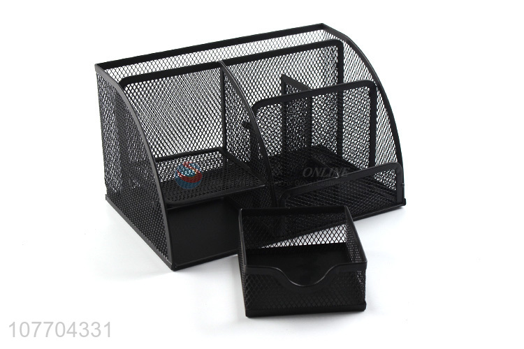 Hot selling 5 compartments metal mesh storage holder office desk organizer