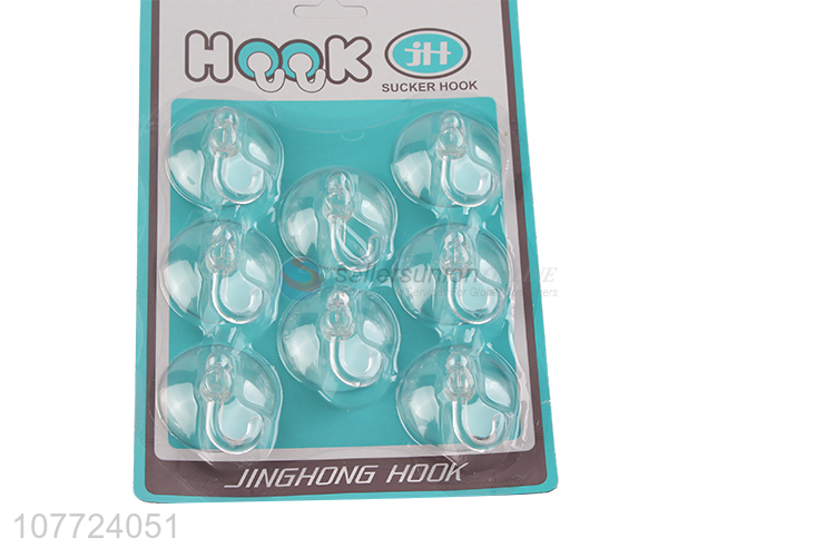 Popular products 8 pieces transparent eco-friendly pp material suction cup hook