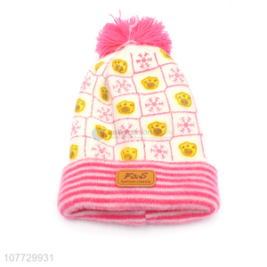 New arrival kids winter cap children fuzzy knitting beanie hat