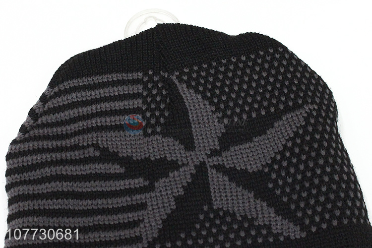 Popular products men winter hat fleece lined beanie cap knitting hat