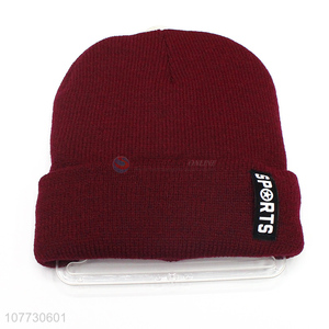 Factory price men outdoor sport knitting cap fleece lining beanie hat