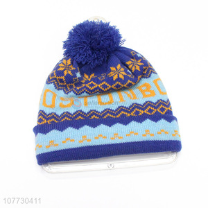 High quality toddler children winter jacquard knitting beanie hat