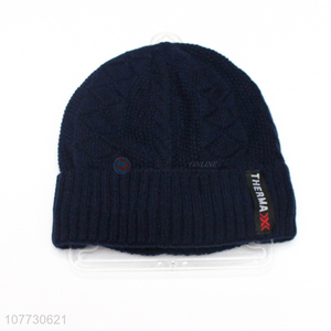 Hot products men winter hat fleece lining beanie cap knitting cap