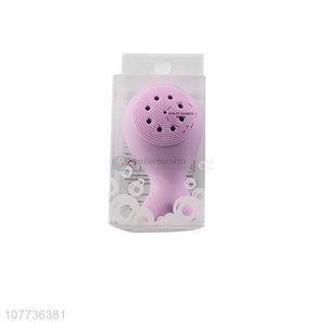 Wholesale cute whale shape double sided silicone cleaning brush for face and hair