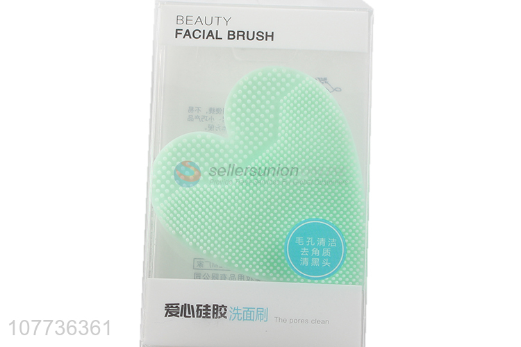 China factory heart shape silicone face cleaning brush skin-friendly facial brush