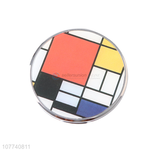 Excellent quality round metal compact mirror geometric pattern makeup mirror