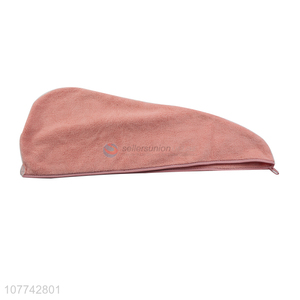 Hot sale pink soft hair drying towel cap with low price