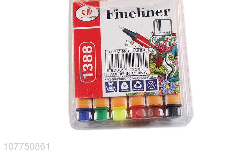 Factory direct sale 6 colors fine liner pen waterproof marker