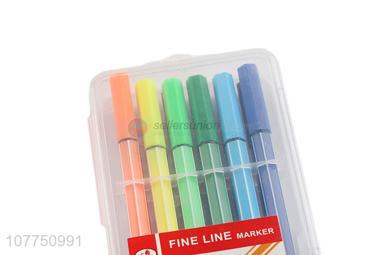 Wholesale non-toxic 12 colors drawing marker pens fine line markers