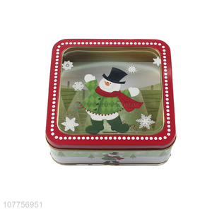 Promotional Christmas Decoration Square Tin Can Gift Box