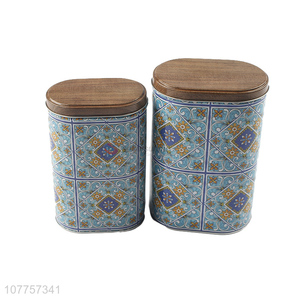 Classic Style 2 Pieces Tin Can Tea Box Storage Box Set