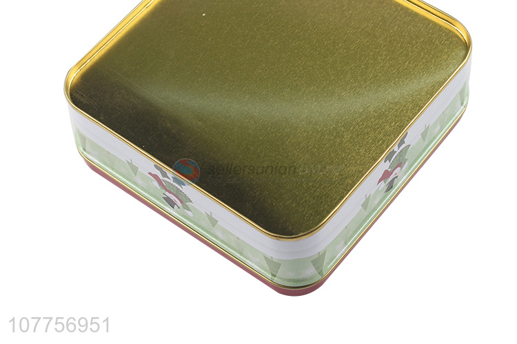 Promotional Christmas Decoration Square Tin Can Gift Box