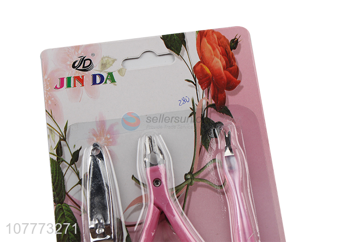 Low price 3 pieces manicure pedicure set nail cutter cuticle pusher set