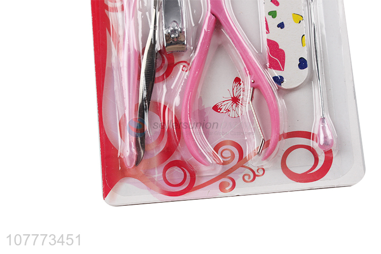 Factory price 7 pieces beauty manicure set nail file ear pick set