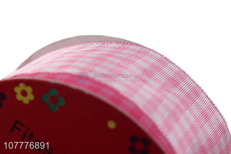 Good quality 40mm checked pattern grosgrain ribbon diy ribbon