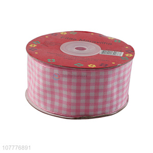 Good quality 40mm checked pattern grosgrain ribbon diy ribbon