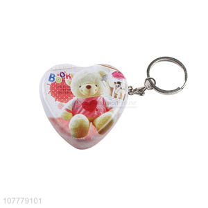 Fashion Style Heart Shape Tin Can Key Chain For Sale