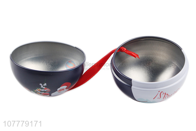 Fashion Printing Christmas Ball Round Tin Box Tin Ball