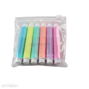 Wholesale 6 colors cryon shape highlighter pen school stationery