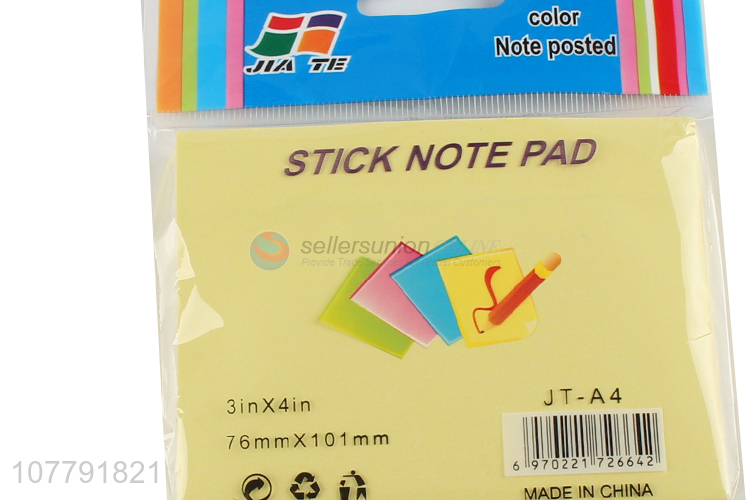 Recent products neon color paper memo pad removable sticky note