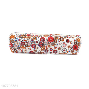 Hot Selling Flower Pattern Colorful Pencil Bag Leather Pencil Case