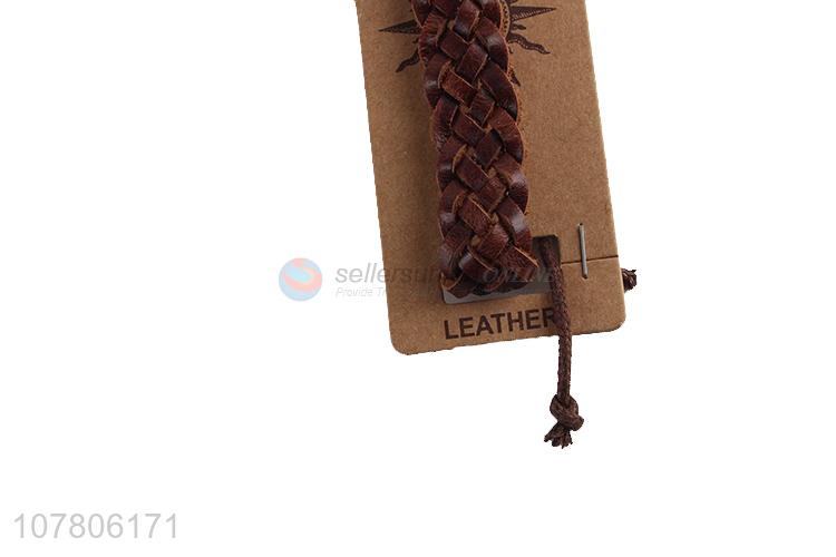 Chinese factory wholesale brown handmade bracelet leather bracelet