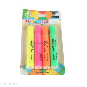 New arrival 4 pieces multicolor highlighters for school office