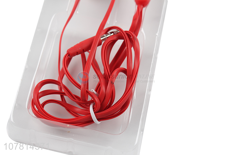 Good quality red metal wired in-ear headphones