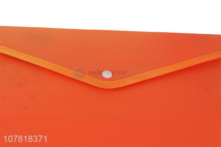 Wholesale orange horizontal snap button office file bag