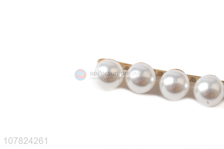 Good quality ladies temperament hairpin metal pearl hairpin