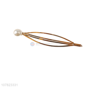 Simple design ladies pearl hairpin side headdress