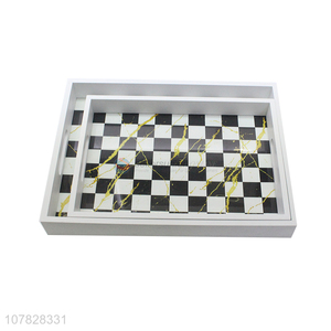 Latest product rectangular chessboard glass serving tray table tray