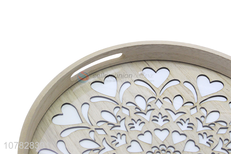 High quality laser cut round glass serving tray for fruit and vegetables