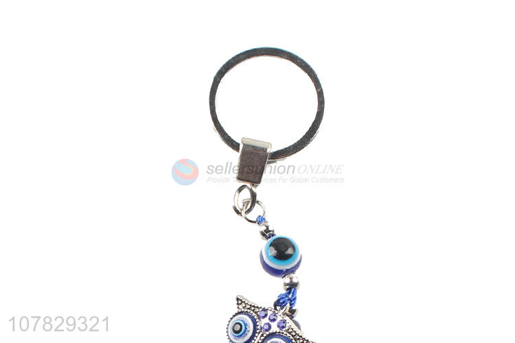 New fashion metal keychain blue bead pendant