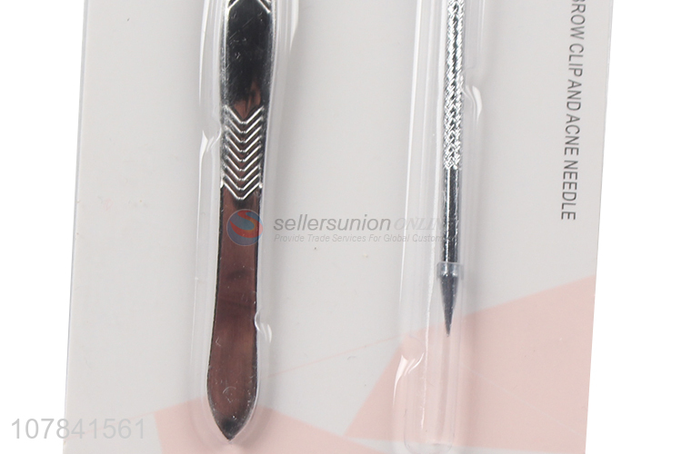 Wholesale stainless steel sterile acne needle eyebrow clip set