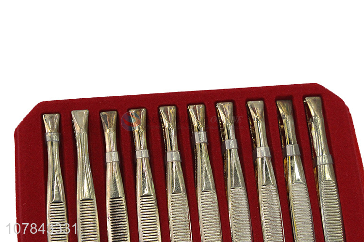 China manufacturer gold plating stainless steel eyebrow tweezers wholesale