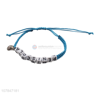 Wholesale from china blue handmade bracelet letter bracelet