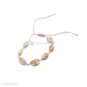 Factory supply pink handmade hand strip bracelet with shells