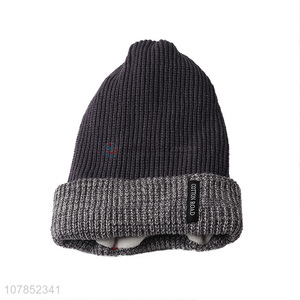 China products adults winter caps fleece lined knitting beanie