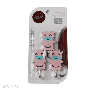 New arrival punch free cartoon cow bathroom hooks utensils hook