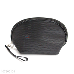 Best selling black portable makeup bag with metal zipper