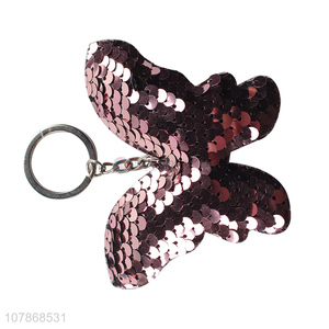 Unique Design Sequin Butterfly Keychain Cute Key Rings