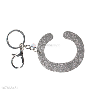 Wholesale Pu Glitter Letter Keychain Fashion Key Ring